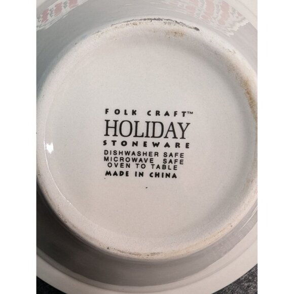 Folk Craft Holiday Stoneware Christmas Tree 7 3/4" Cereal Soup Bowl Lot of 3 - Picture 8 of 8